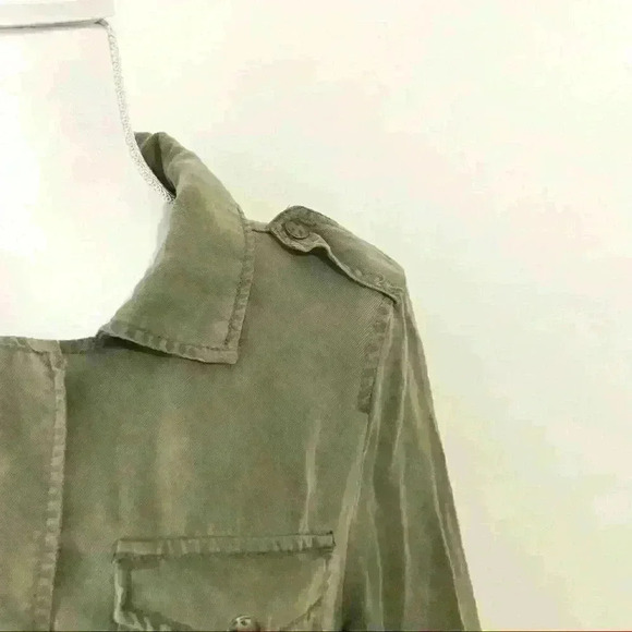 Max Jeans Olive Green Tencel Military Style Zip Jacket - Picture 4 of 14